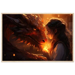 Magical Friendship – Girl and Dragon – Framed Print