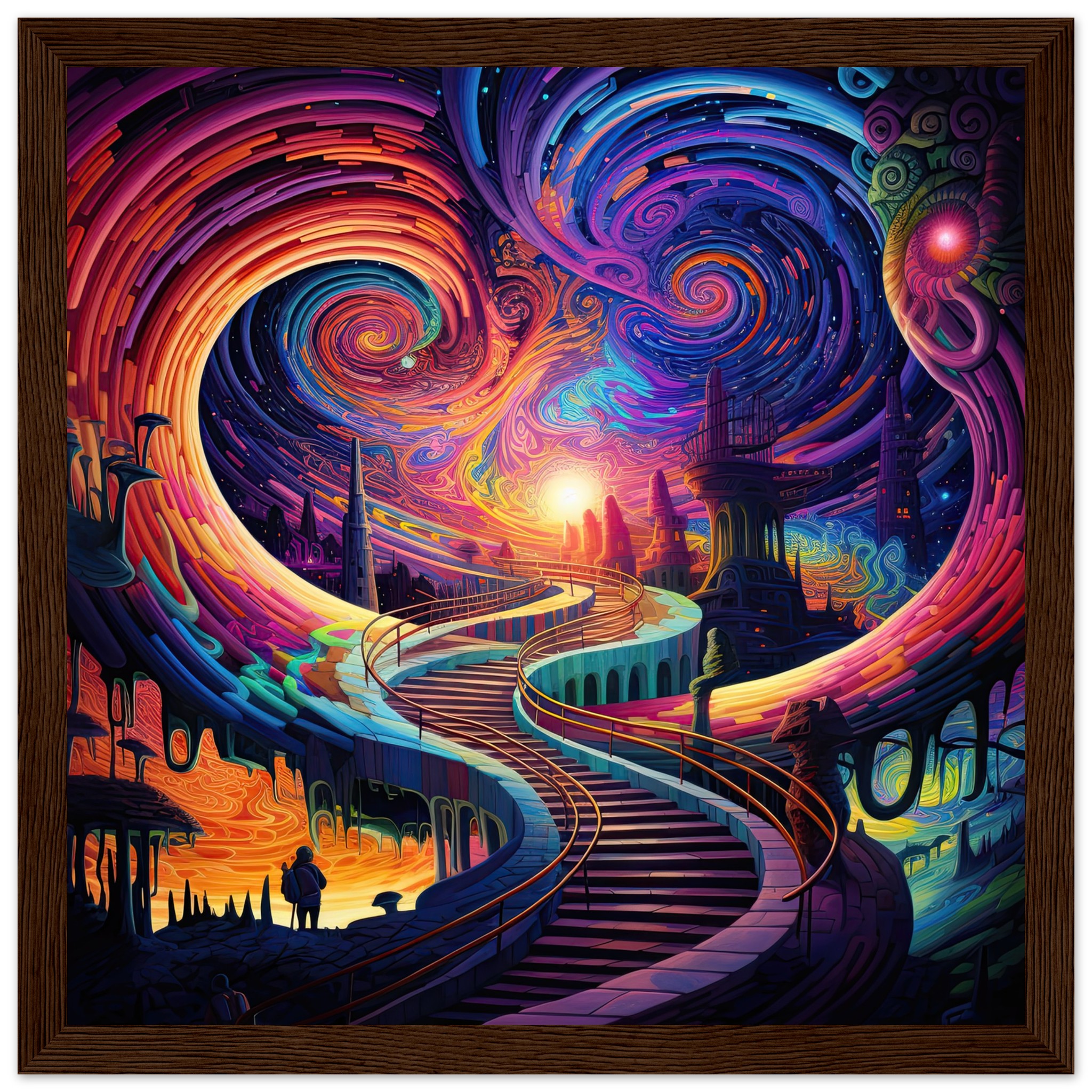 Trippy Colorful Adventure Framed Print