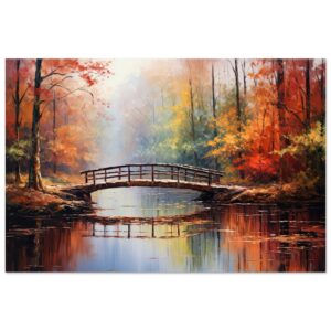 Autumn Bridge - Acrylic Painting Metal Print - 20x30 cm / 8x12″