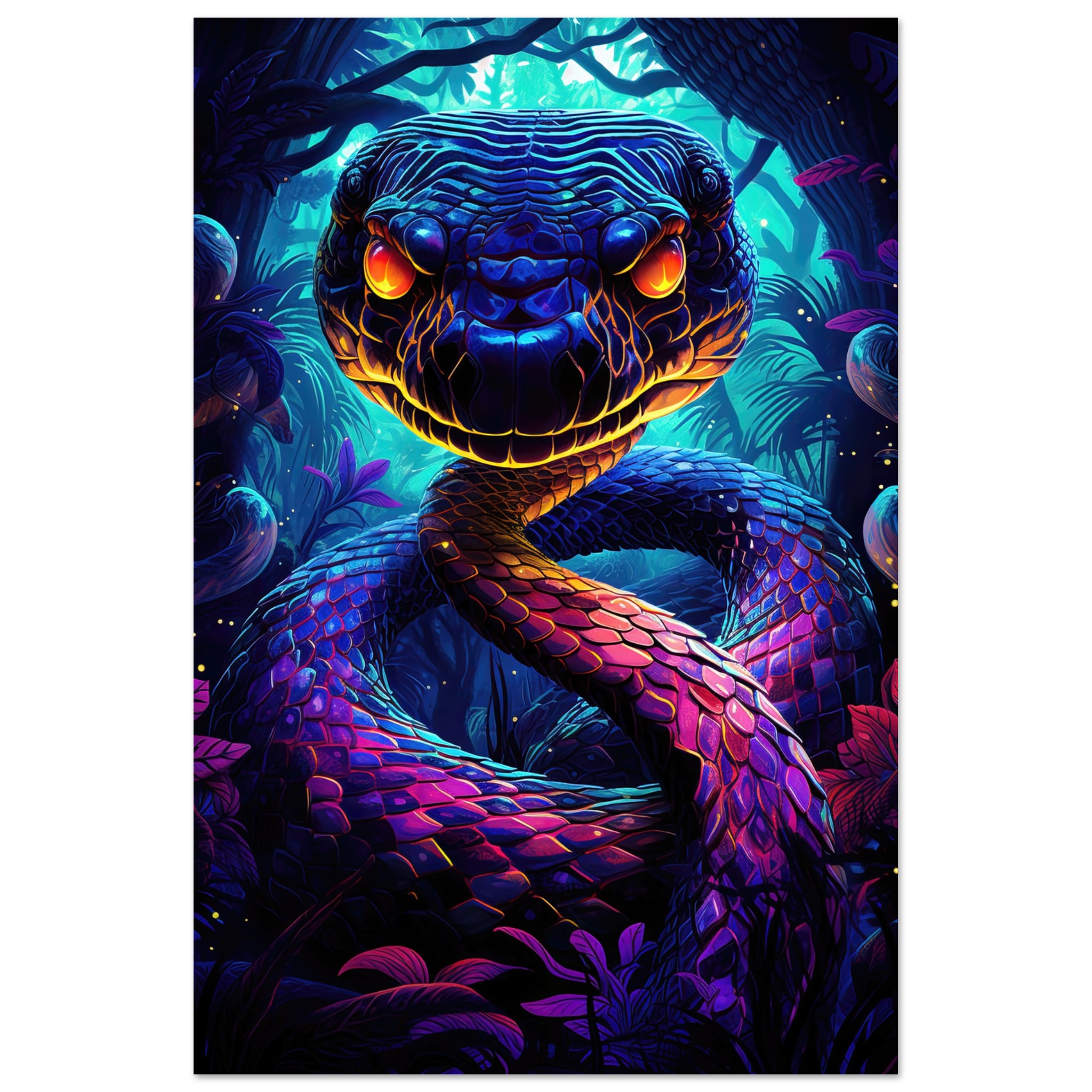 Psychedelic Snake Ultraviolet Colors Metal Print – 20×30 cm / 8×12″