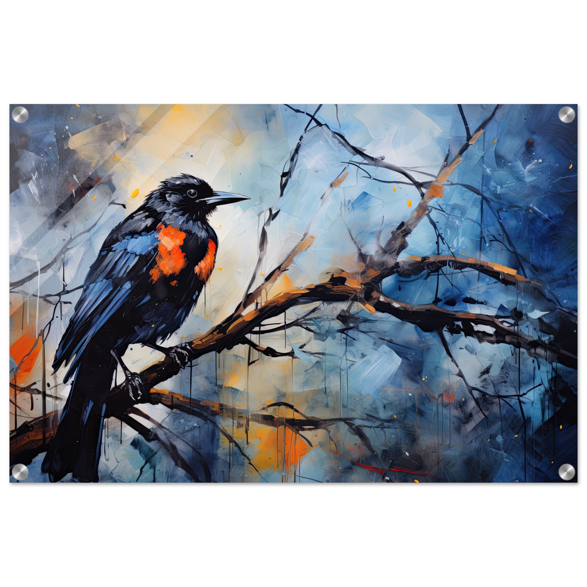 Bird Watercolor Painting Abstract Acrylic Print – 50×75 cm / 20×30″