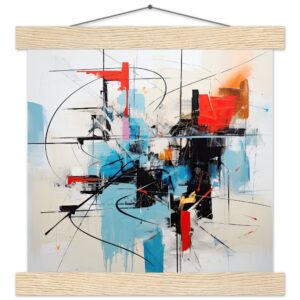 Abstract White Painted Hanging Print - 25x25 cm / 10x10″, Natural wood wall hanger