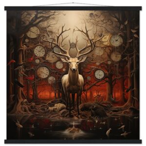 Forest Spirit God of Time Hanging Print - 70x70 cm / 28x28″, Black wall hanger