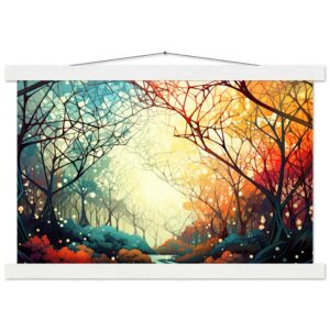 Forest Colorful Abstract Landscape Hanging Print - 30x45 cm / 12x18″, White wall hanger