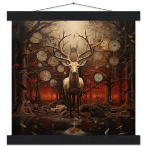Forest Spirit God of Time Hanging Print - 30x30 cm / 12x12″, Black wall hanger