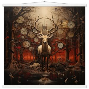 Forest Spirit God of Time Hanging Print - 70x70 cm / 28x28″, White wall hanger