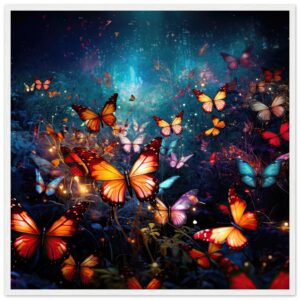 Butterflies of Light Colorful Framed Print