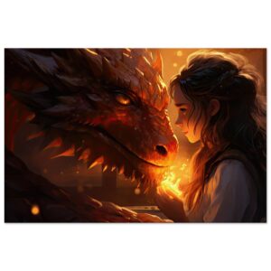 Magical Friendship - Girl and Dragon - Canvas Print - 60x90 cm / 24x36″, Slim
