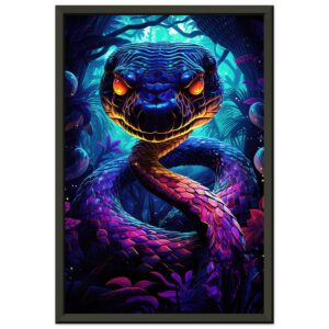 Psychedelic Snake Ultraviolet Colors Framed Print