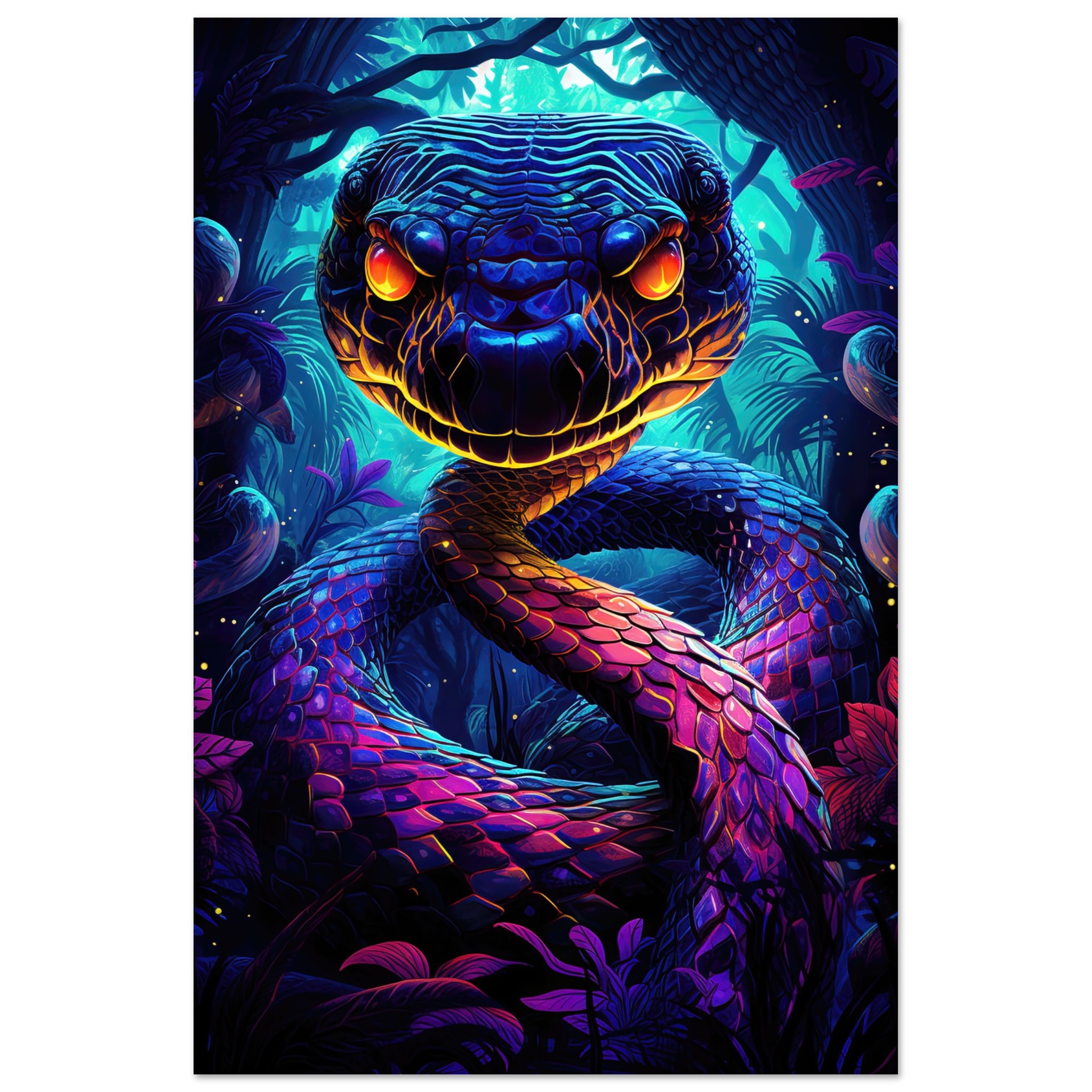 Psychedelic Snake Ultraviolet Colors Poster