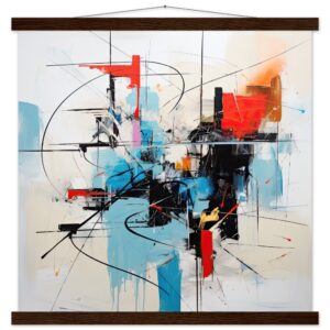 Abstract White Painted Hanging Print - 50x50 cm / 20x20″, Dark wood wall hanger