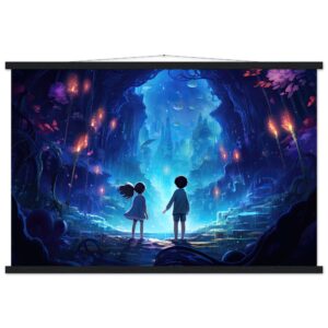 A World of Wonder - Anime Style Hanging Print - 60x90 cm / 24x36″, Black wall hanger