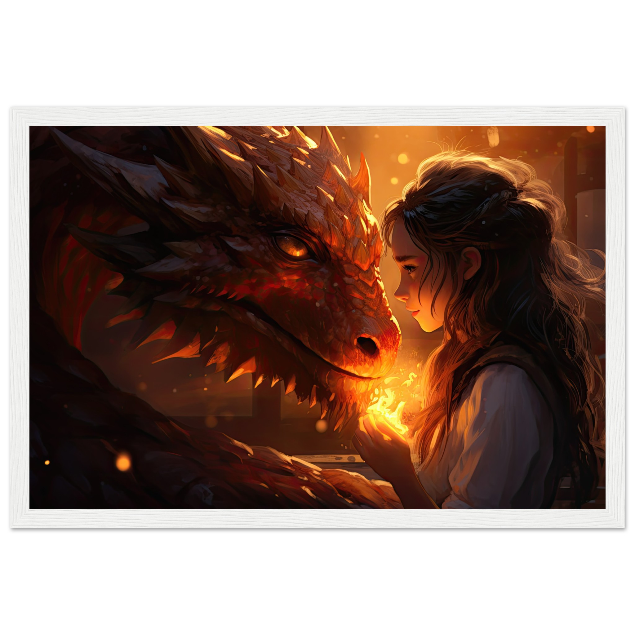 Magical Friendship – Girl and Dragon – Framed Print