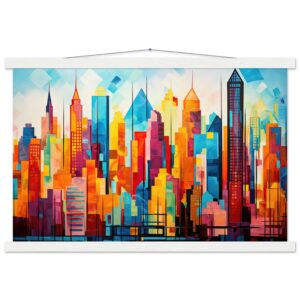 Colorful Abstract Cityscape Painted - Hanging Print - 40x60 cm / 16x24″, White wall hanger