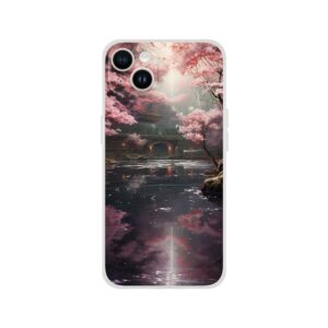 Secret Cherry Blossom Temple Phone Case - Flexi case, Apple - iPhone 14 Plus