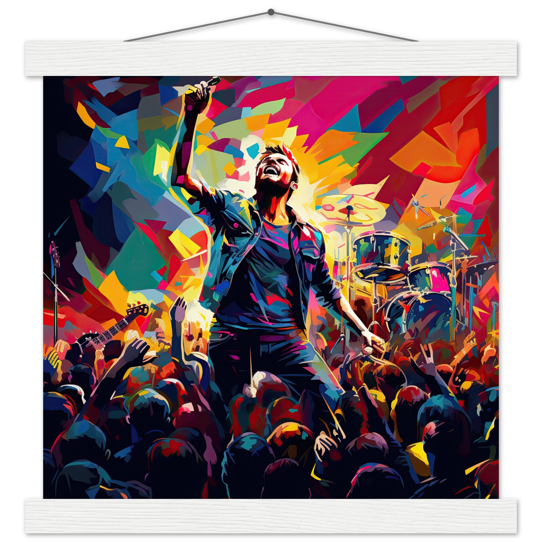 Concert in Color – Pop Art Print with Hanger – 30×30 cm / 12×12″, White wall hanger