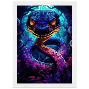 Psychedelic Snake Ultraviolet Colors Framed Print