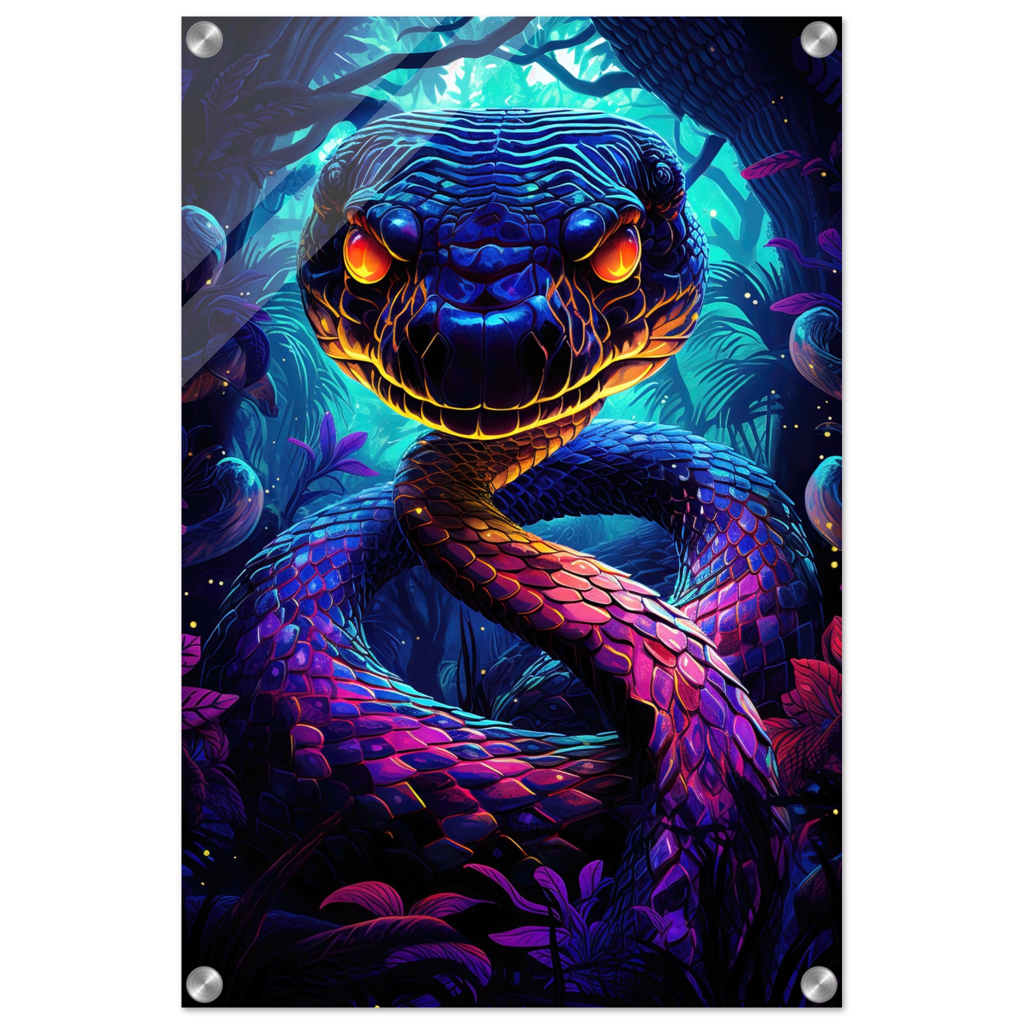 Psychedelic Snake Ultraviolet Colors Acrylic Print – 40×60 cm / 16×24″