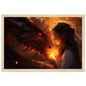 Magical Friendship – Girl and Dragon – Framed Print