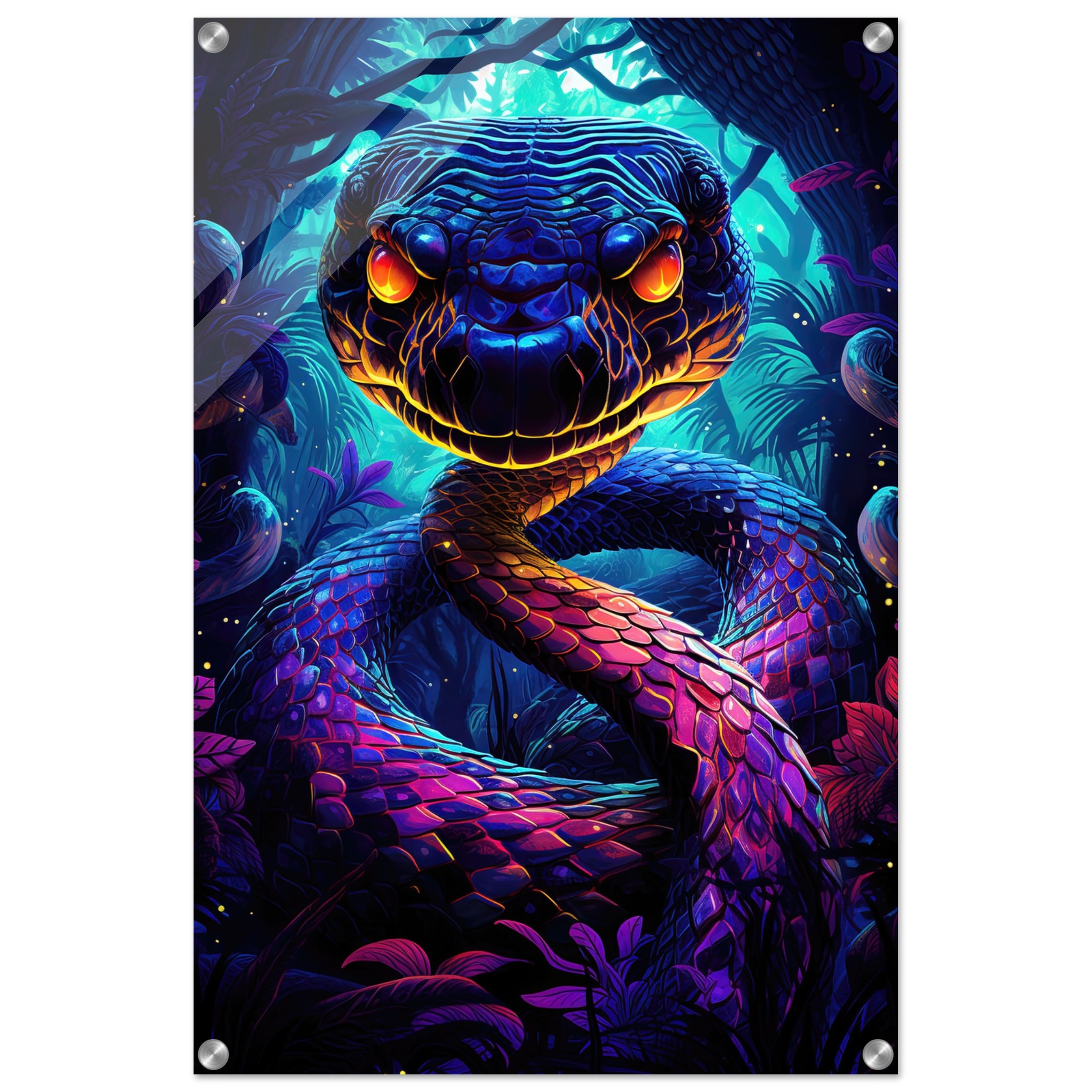Psychedelic Snake Ultraviolet Colors Acrylic Print – 50×75 cm / 20×30″