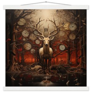 Forest Spirit God of Time Hanging Print - 45x45 cm / 18x18″, White wall hanger