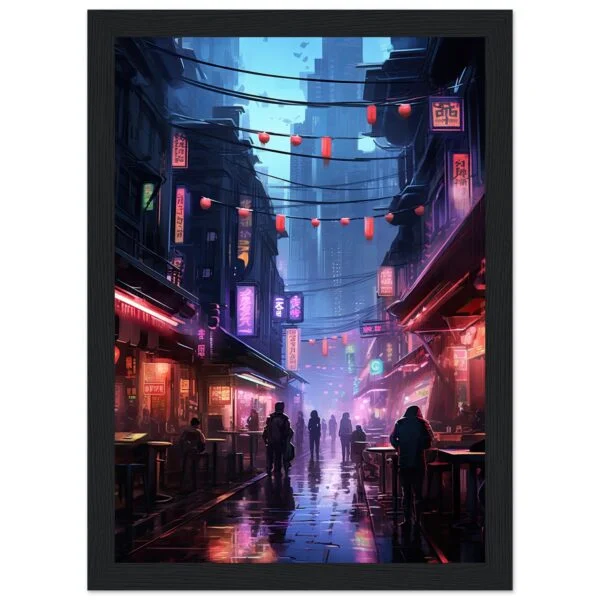 Cyberpunk Market Sci-Fi Framed Print