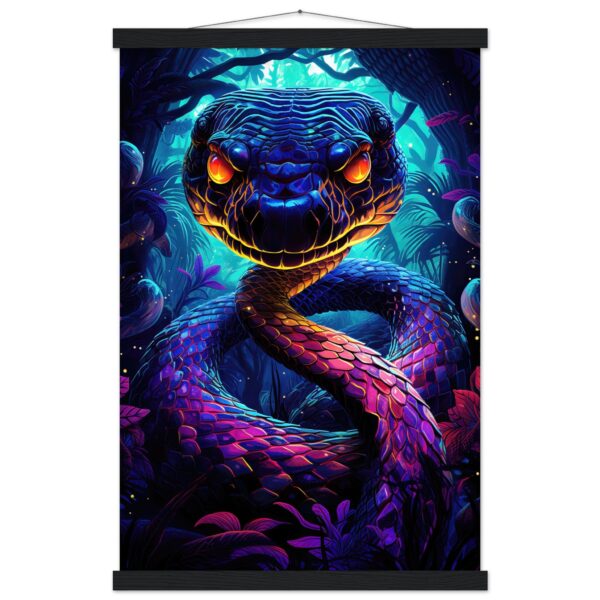 Psychedelic Snake Ultraviolet Colors Hanging Print - 40x60 cm / 16x24″, Black wall hanger