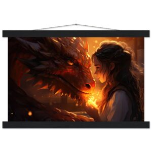 Magical Friendship - Girl and Dragon - Hanging Print