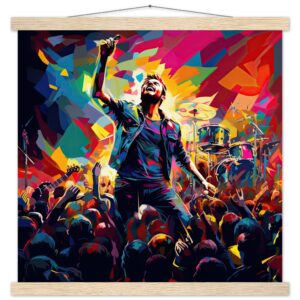 Concert in Color - Pop Art Print with Hanger - 45x45 cm / 18x18″, Natural wood wall hanger