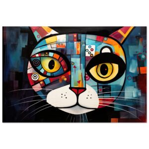 Abstract Painted Cat Face Metal Print - 50x75 cm / 20x30″