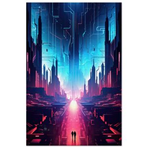 Digital Paradise Abstract Futuristic Canvas Print - 60x90 cm / 24x36″, Thick