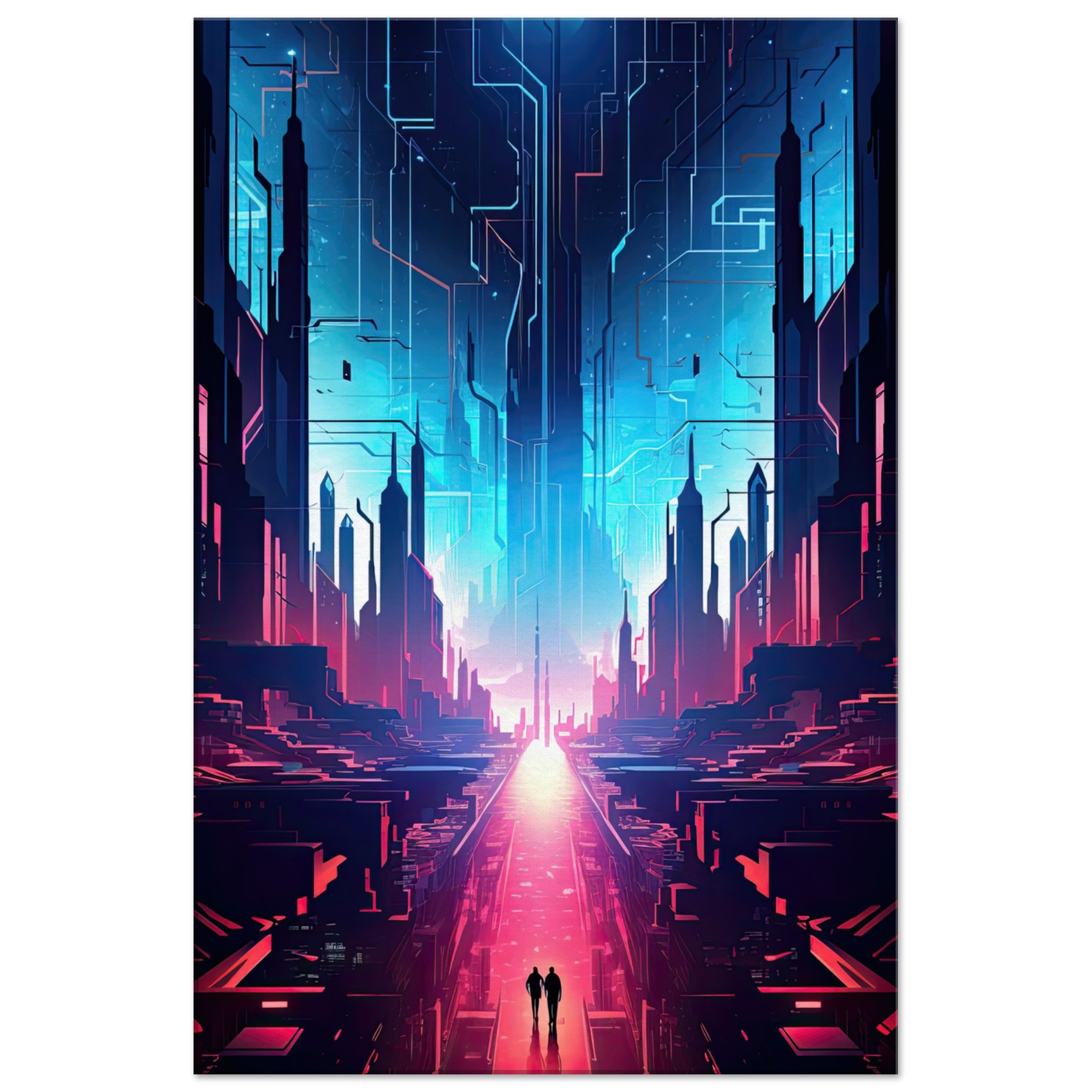 Digital Paradise Abstract Futuristic Canvas Print – 60×90 cm / 24×36″, Thick