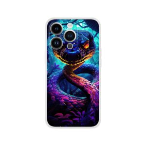Psychedelic Snake Ultraviolet Colors Phone Case - Flexi case, Apple - iPhone 14 Pro