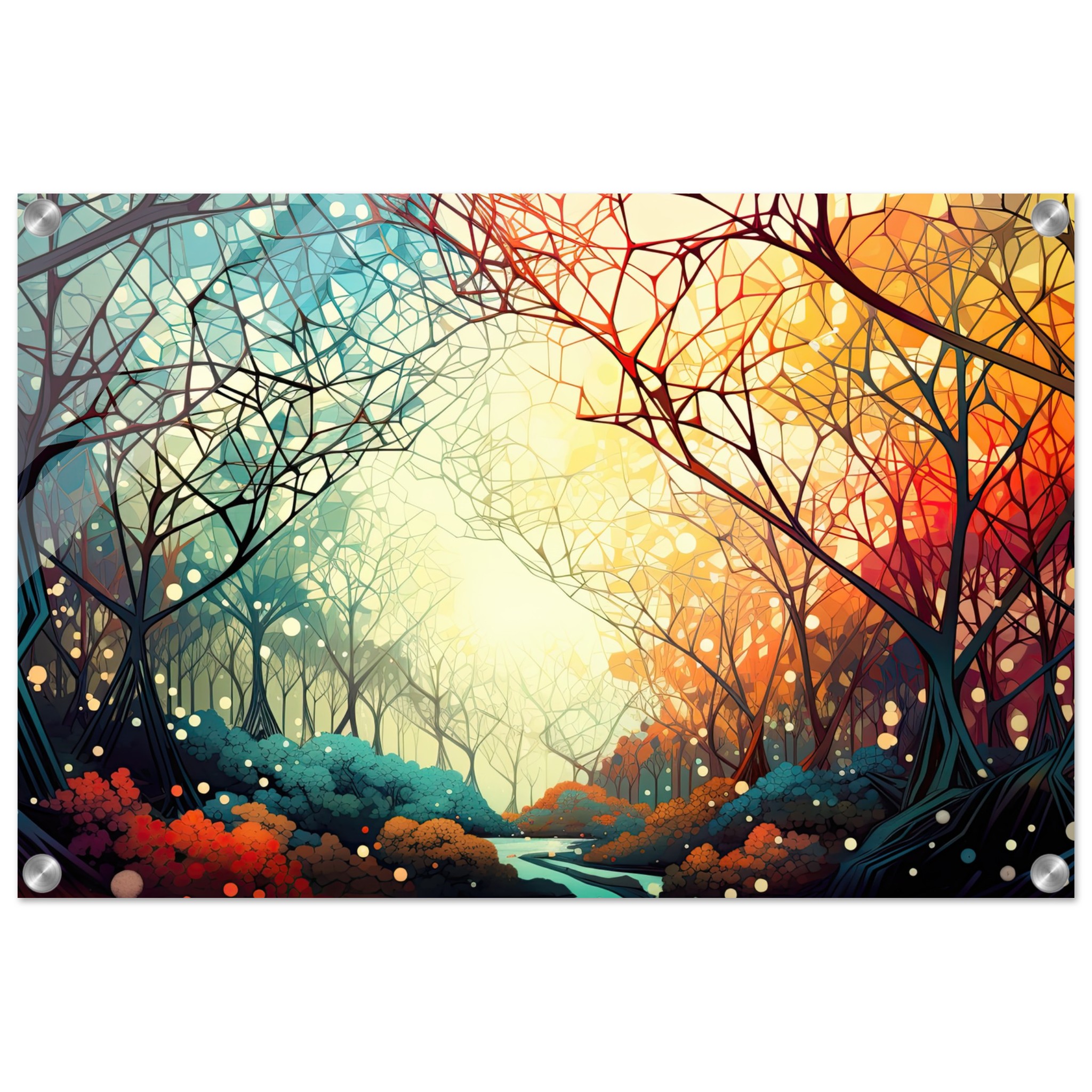 Forest Colorful Abstract Landscape Acrylic Print – 40×60 cm / 16×24″