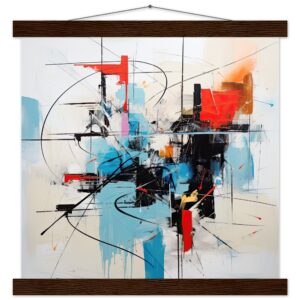 Abstract White Painted Hanging Print - 35x35 cm / 14x14″, Dark wood wall hanger