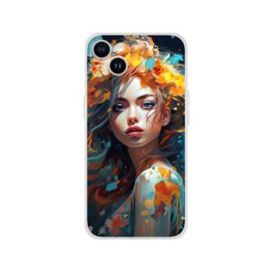 Girl Painted in Color Phone Case - Flexi case, Apple - iPhone 14 Plus