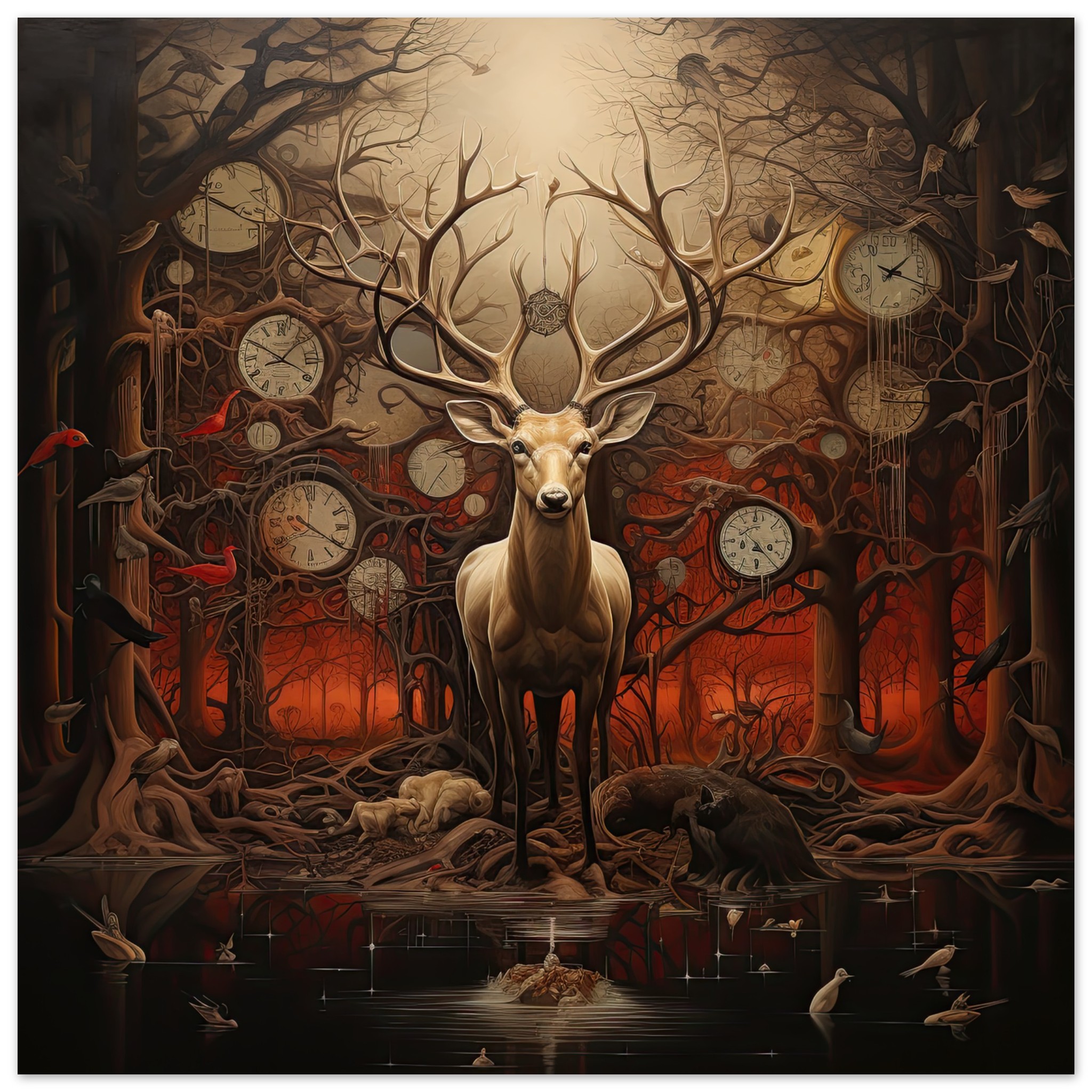 Forest Spirit God of Time Metal Print – 60×60 cm / 24×24″