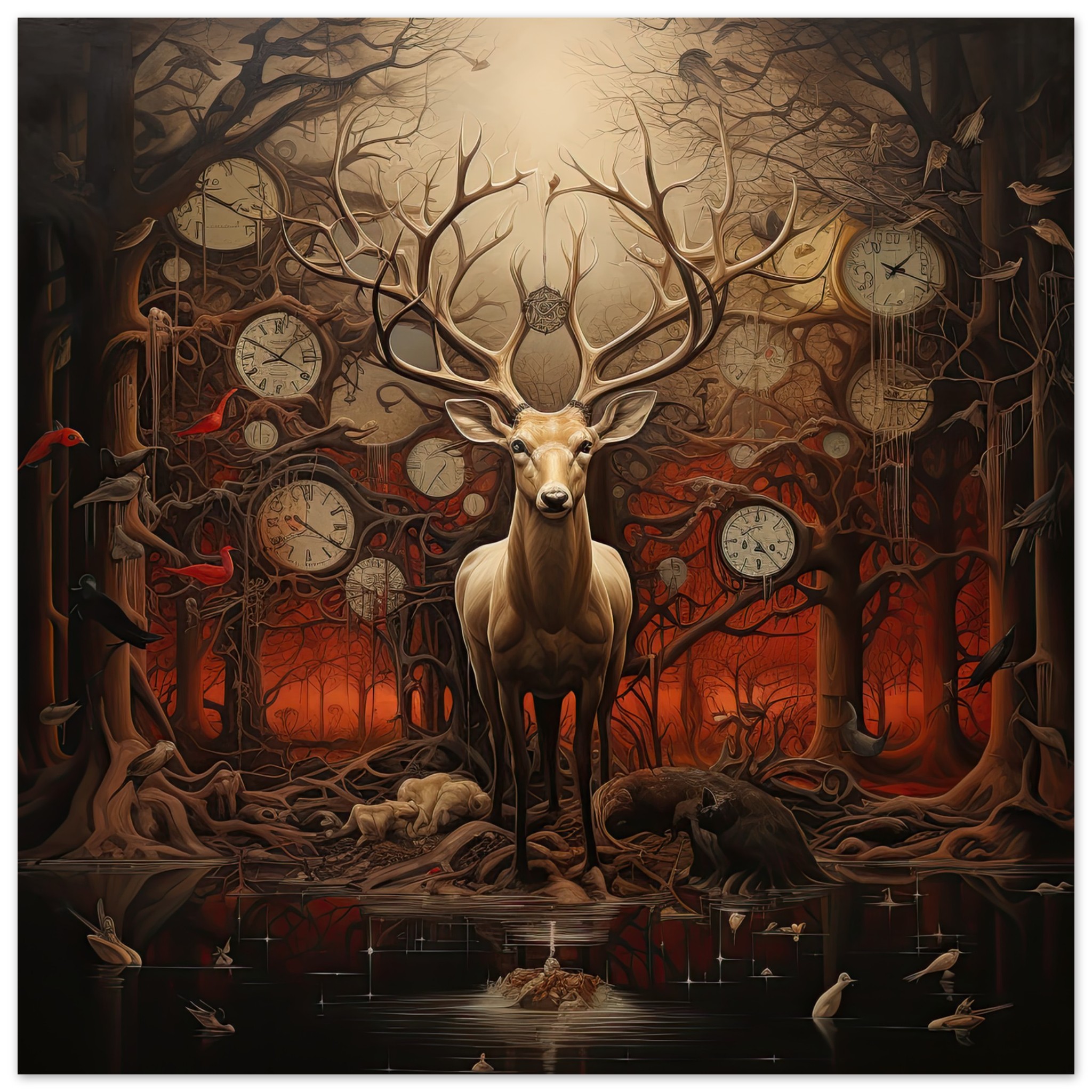 Forest Spirit God of Time Metal Print – 30×30 cm / 12×12″