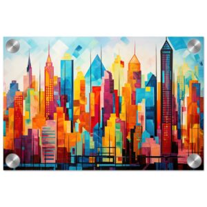 Colorful Abstract Cityscape Painted - Acrylic Print - 20x30 cm / 8x12″