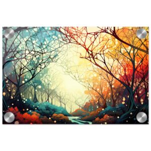 Forest Colorful Abstract Landscape Acrylic Print - 20x30 cm / 8x12″