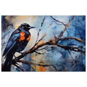 Bird Watercolor Painting Abstract Canvas Print - 60x90 cm / 24x36″, Slim
