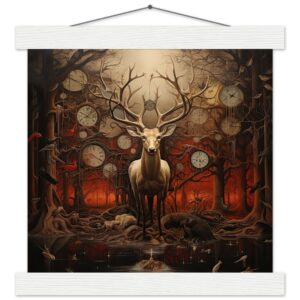 Forest Spirit God of Time Hanging Print - 25x25 cm / 10x10″, White wall hanger