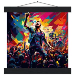 Concert in Color - Pop Art Print with Hanger - 25x25 cm / 10x10″, Black wall hanger