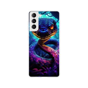 Psychedelic Snake Ultraviolet Colors Phone Case - Flexi case, Samsung - Galaxy S21