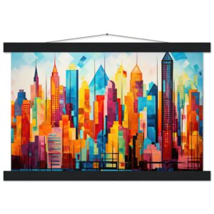 Colorful Abstract Cityscape Painted - Hanging Print