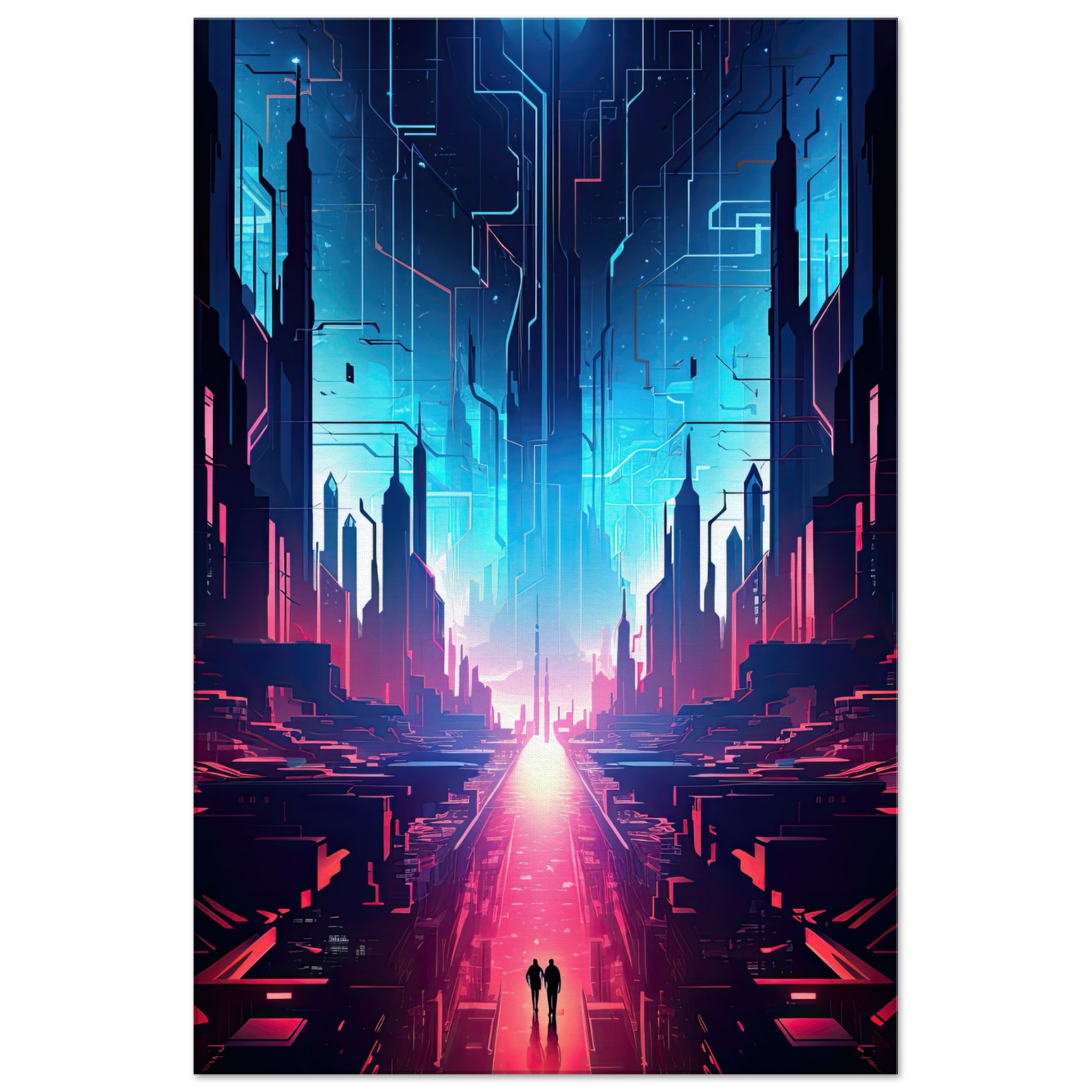 Digital Paradise Abstract Futuristic Canvas Print – 60×90 cm / 24×36″, Slim