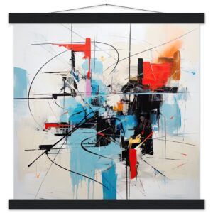 Abstract White Painted Hanging Print - 40x40 cm / 16x16″, Black wall hanger