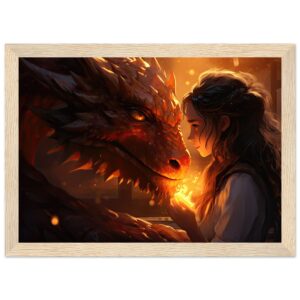 Magical Friendship – Girl and Dragon – Framed Print