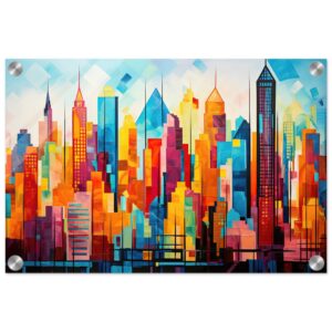 Colorful Abstract Cityscape Painted - Acrylic Print - 30x45 cm / 12x18″