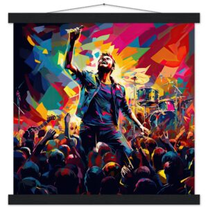Concert in Color - Pop Art Print with Hanger - 40x40 cm / 16x16″, Black wall hanger